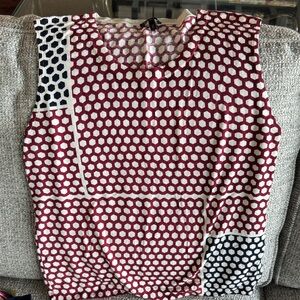 Escada Burgundy and White Hexagon Pattern Top - Excellent Condition
